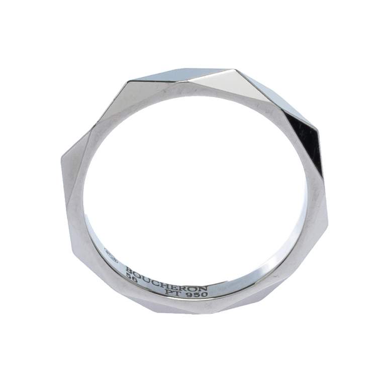 Pre Owned Boucheron Facette Platinum Wedding Band Ring Size 56