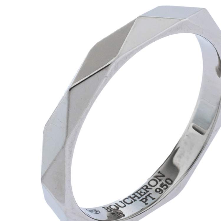 Pre Owned Boucheron Facette Platinum Wedding Band Ring Size 56