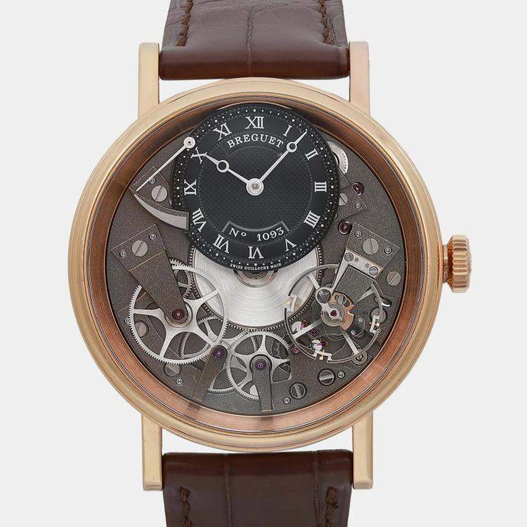 Pre Owned Breguet Skeleton 18K Rose Gold Tradition 7057BR/G9/9W6 Manual Winding Men's Wristwatch 40 mm