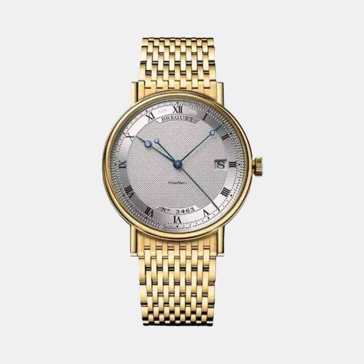 Pre Owned Breguet Silver 18k Yellow Gold Classique 5177BA/12/AV0 Automatic Men's Wristwatch 38 mm