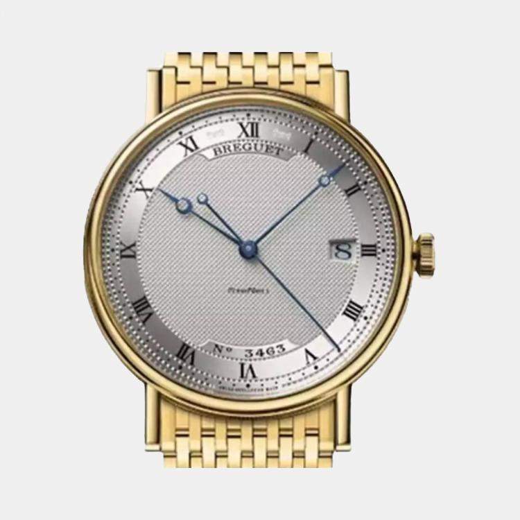 Pre Owned Breguet Silver 18k Yellow Gold Classique 5177BA/12/AV0 Automatic Men's Wristwatch 38 mm