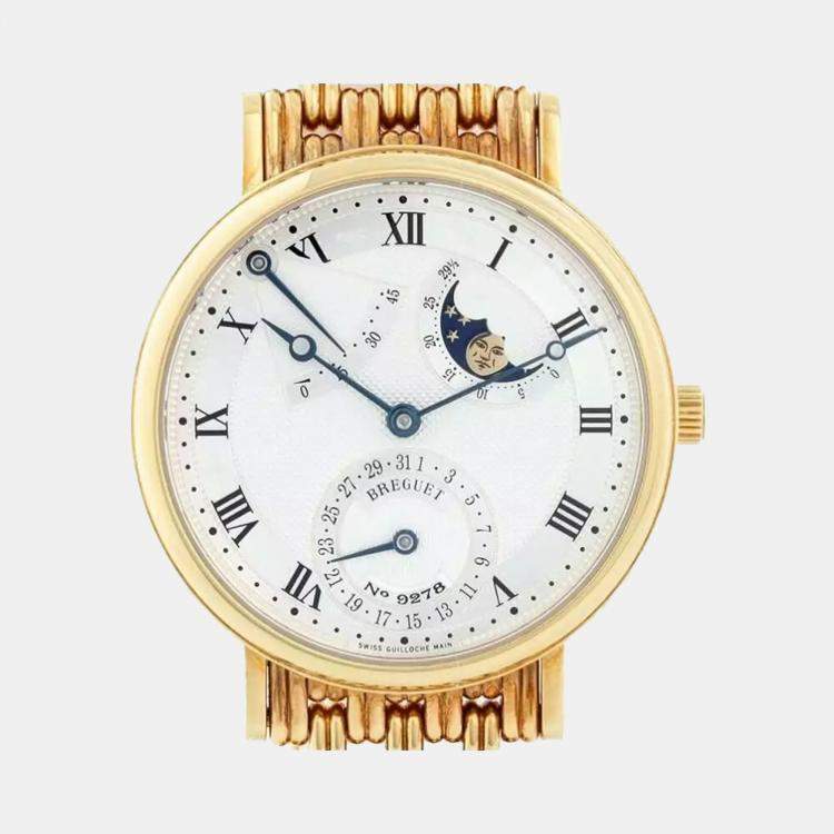 Pre Owned Breguet Silver 18k Yellow Gold Classique 4124L Automatic Men's Wristwatch 36.5 mm