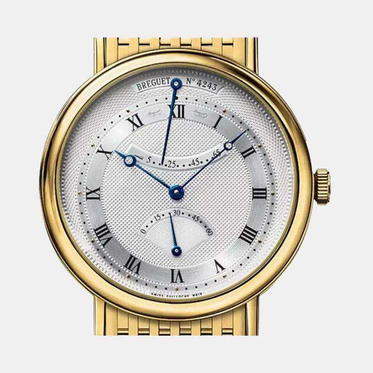 Pre Owned Breguet Silver 18k Yellow Gold Classique 5207Ba/12/Av0 Automatic Men's Wristwatch 39 mm