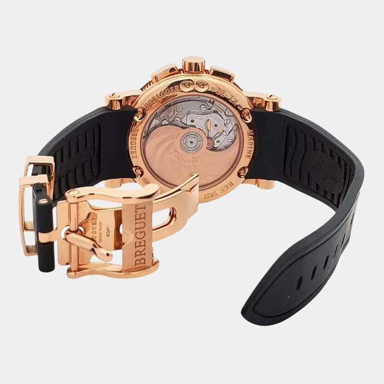 Pre Owned Breguet Marine 5827BR Automatic Black 18K Rose Gold Men’s Wristwatch 42 mm