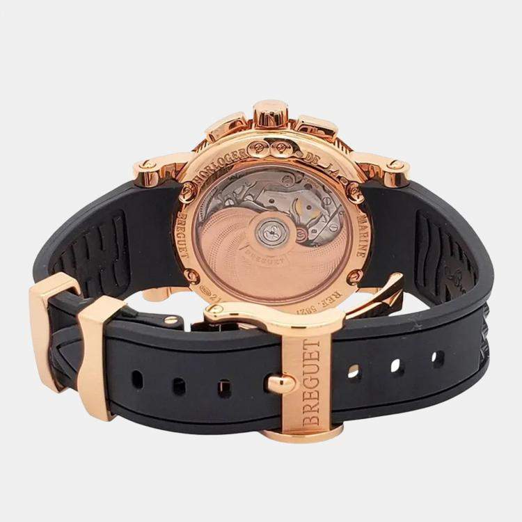 Pre Owned Breguet Marine 5827BR Automatic Black 18K Rose Gold Men’s Wristwatch 42 mm