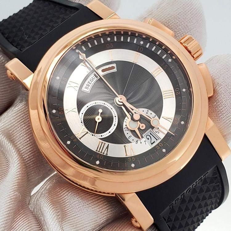 Pre Owned Breguet Marine 5827BR Automatic Black 18K Rose Gold Men’s Wristwatch 42 mm