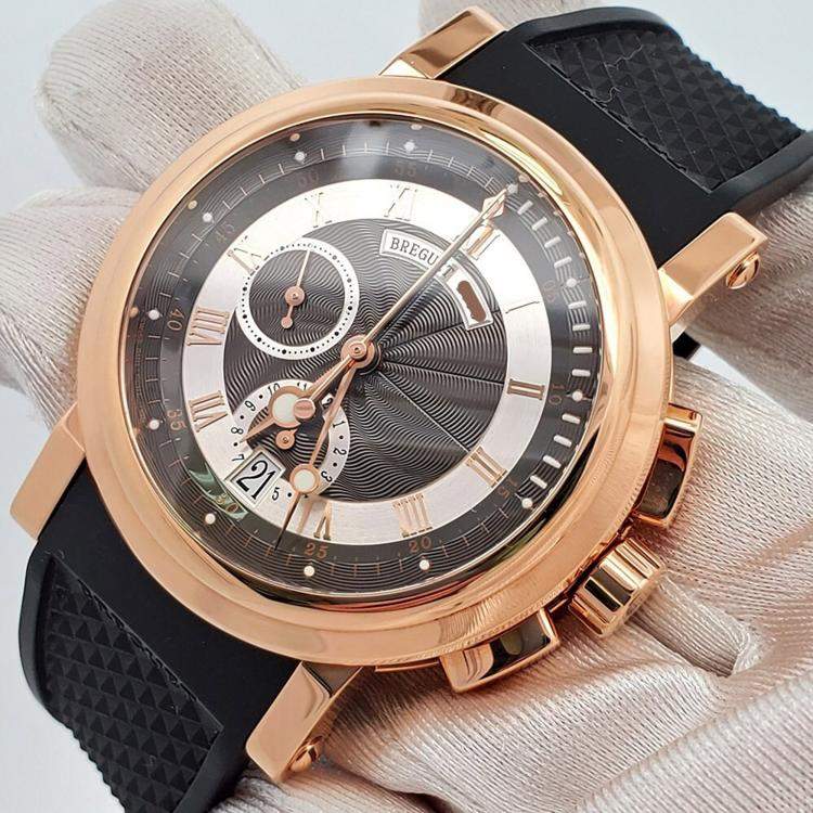 Pre Owned Breguet Marine 5827BR Automatic Black 18K Rose Gold Men’s Wristwatch 42 mm