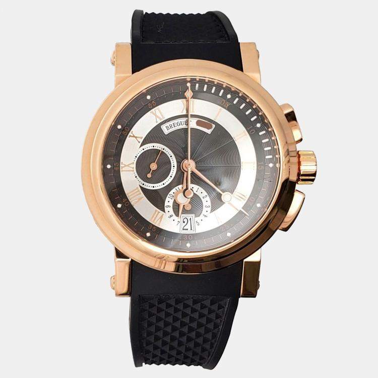 Pre Owned Breguet Marine 5827BR Automatic Black 18K Rose Gold Men’s Wristwatch 42 mm