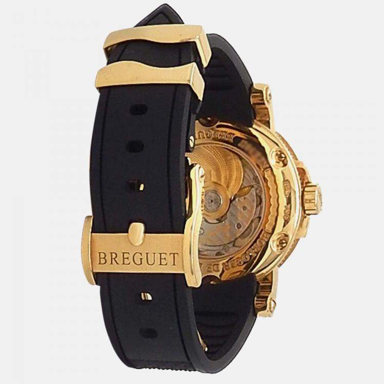 Pre Owned Breguet Marine Big Date 5817BA/12/9V8 Automatic Silver 18K Yellow Gold Men’s Wristwatch 39 mm