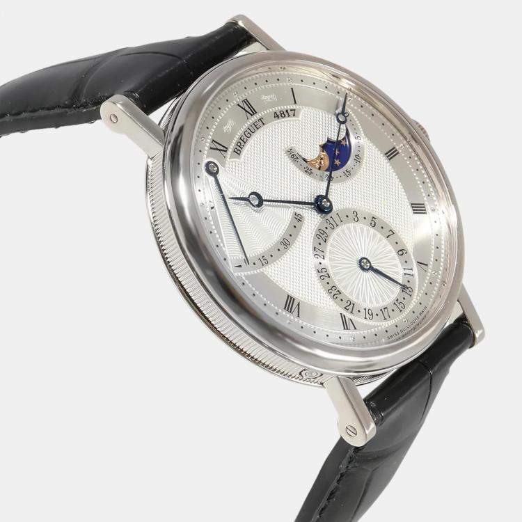 Pre Owned Breguet Silver 18k White Gold Classique 7137BB/11/9V9 Automatic Men's Wristwatch 39 mm