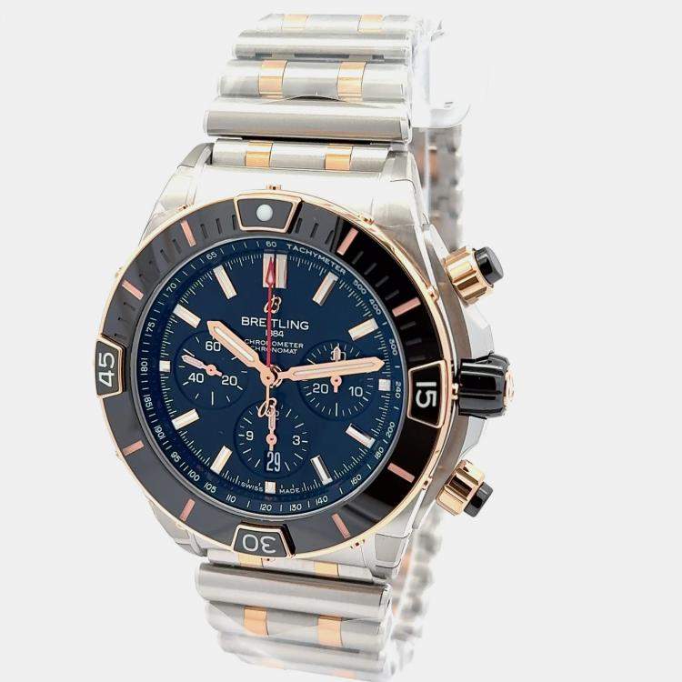 Pre Owned Breitling Chronomat UB0136251B1U1 Automatic Black 18K Rose Gold Stainless Steel Men’s Wristwatch 44 mm