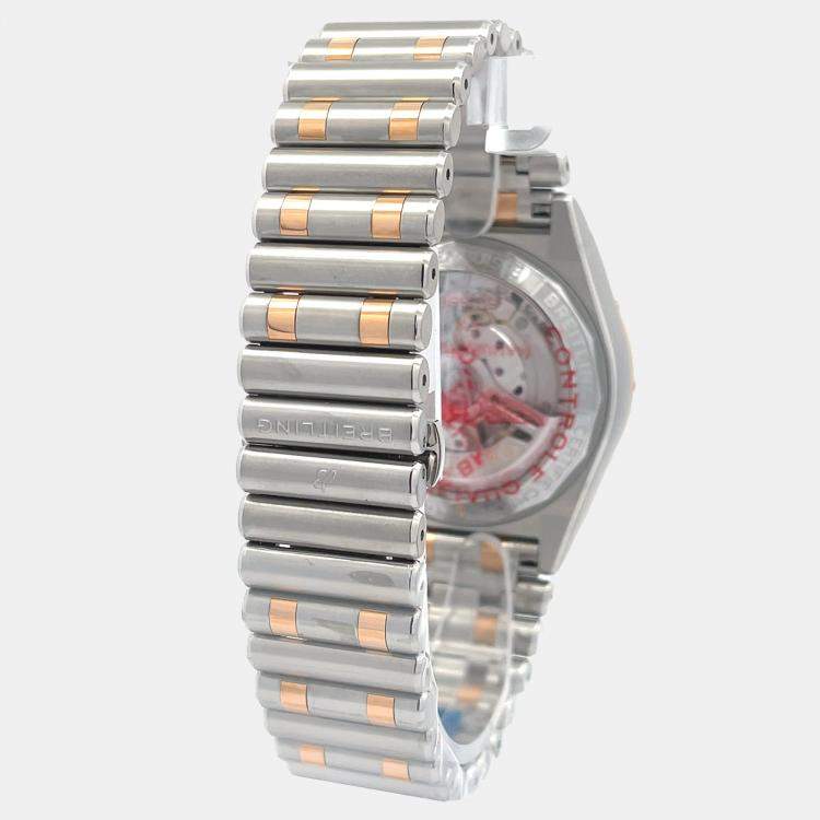 Pre Owned Breitling Chronomat UB0134131L1U1 Automatic Green 18k Rose Gold Stainless Steel Men’s Wristwatch 42 mm