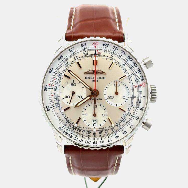 Breitling Navitimer 1 B01 AB0139211G1P1 Silver Stainless Steel Automatic Men's Wristwatch 41mm
