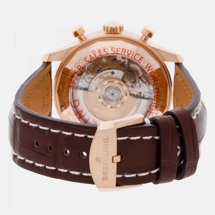 Pre Owned Breitling Brown 18k Rose Gold Navitimer RB0117131Q1P1 Automatic Men's Wristwatch 43 mm