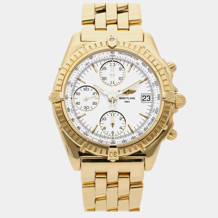 Breitling White 18k Yellow Gold Chronomat K13050.1 Automatic Men s Wristwatch 40 mm TLC