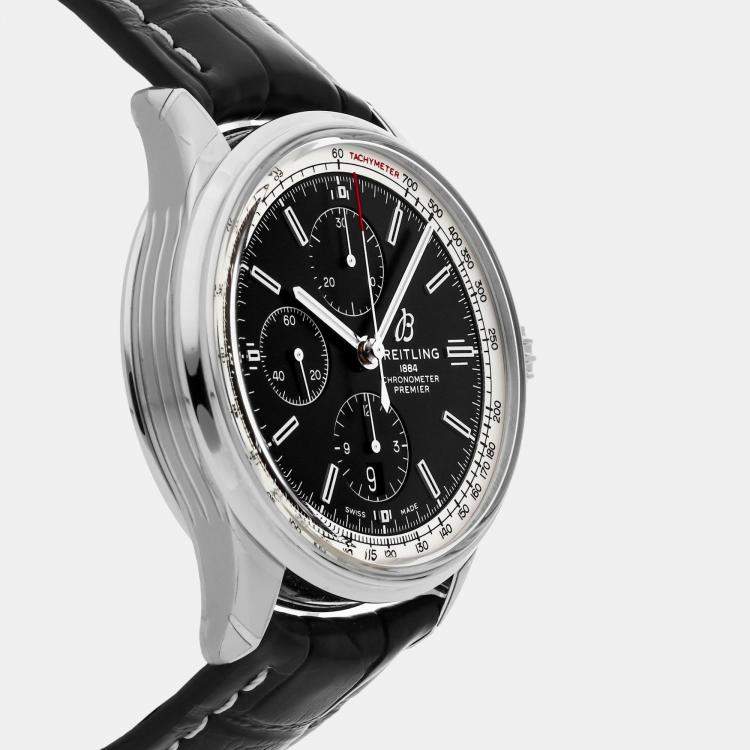 مملوكة مسبقًا Breitling Black Stainless Steel Premier A13315351B1P2 Automatic Men's Wristwatch 42 mm