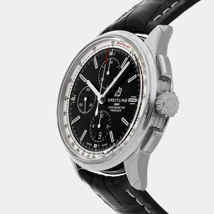 مملوكة مسبقًا Breitling Black Stainless Steel Premier A13315351B1P2 Automatic Men's Wristwatch 42 mm