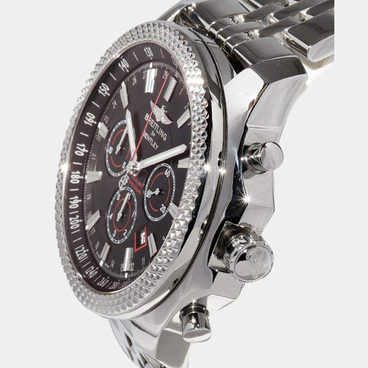 Pre Owned Breitling Black Stainless Steel Bentley A25368 Automatic Men's Wristwatch 49 mm