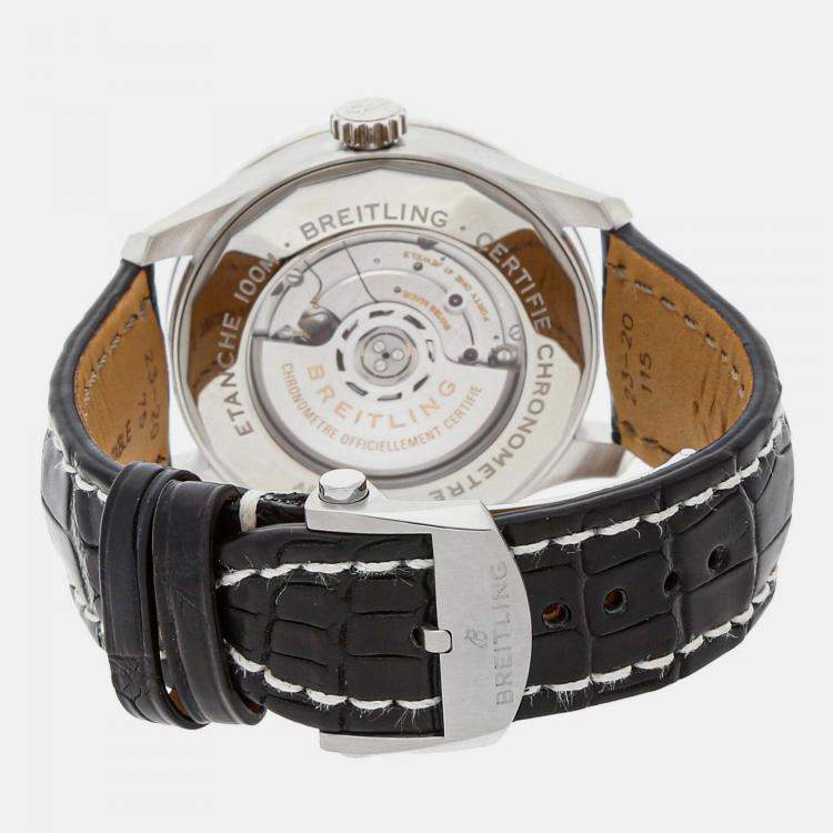 Pre Owned Breitling Black Stainless Steel Aviator AB3521U41B1P2 Automatic Men's Wristwatch 43 mm
