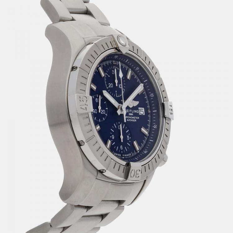 Pre Owned Breitling Blue Stainless Steel Avenger A13385101C1A1 Automatic Men's Wristwatch 43 mm