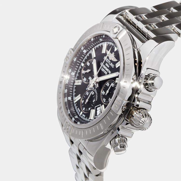 Pre Owned Breitling Black Stainless Steel Chronomat AB0115 Automatic Men's Wristwatch 44 mm