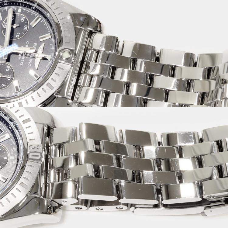 Pre Owned Breitling Black Stainless Steel Chronomat AB0115 Automatic Men's Wristwatch 44 mm