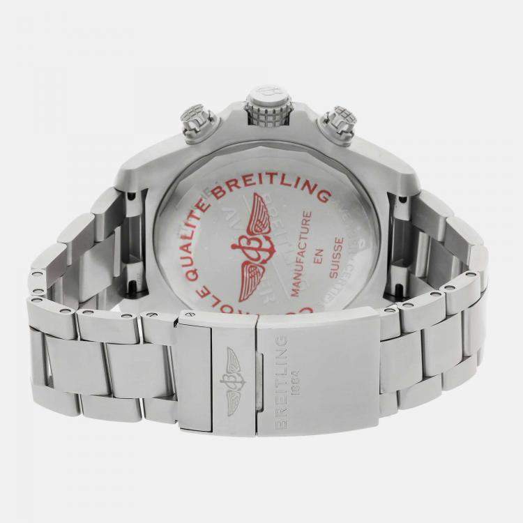 Pre Owned Breitling Black Stainless Steel Super Avenger A13375101B1A1 Automatic Men's Wristwatch 48 mm