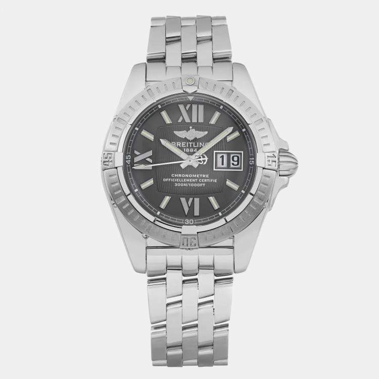 Pre Owned Breitling Black Stainless Steel Galactic Cockpit A49350 Automatic  Men's Wristwatch 41mm
