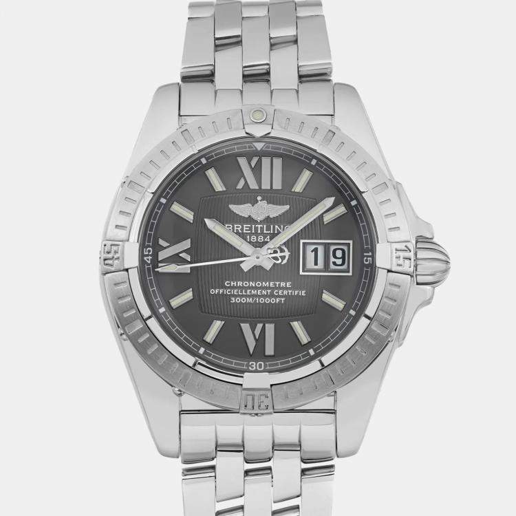 Pre Owned Breitling Black Stainless Steel Galactic Cockpit A49350 Automatic  Men's Wristwatch 41mm