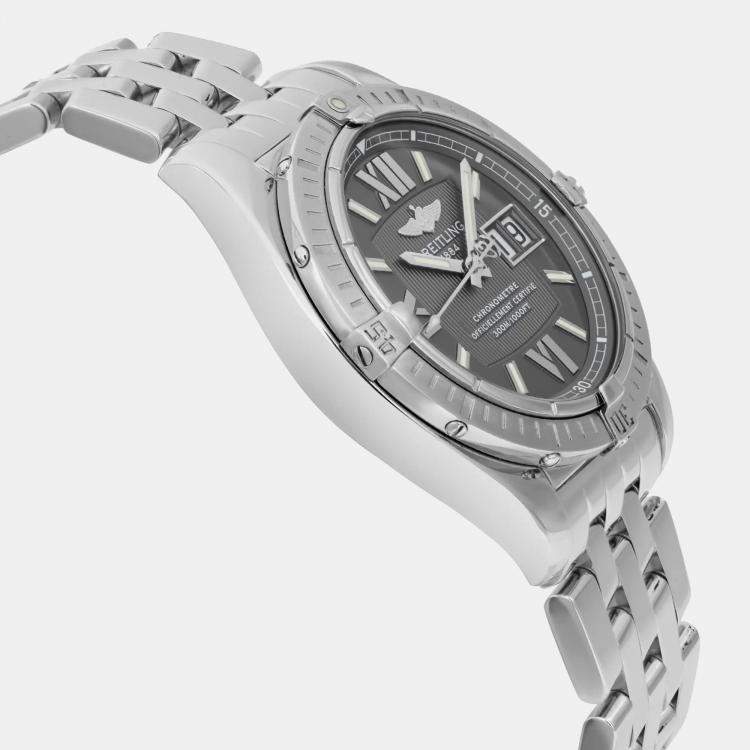 Pre Owned Breitling Black Stainless Steel Galactic Cockpit A49350 Automatic  Men's Wristwatch 41mm
