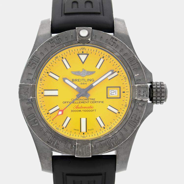 Pre Owned Breitling Yellow Stainless Steel Avenger II Seawolf M17331E2/I530 Automatic  Men's Wristwatch 45mm