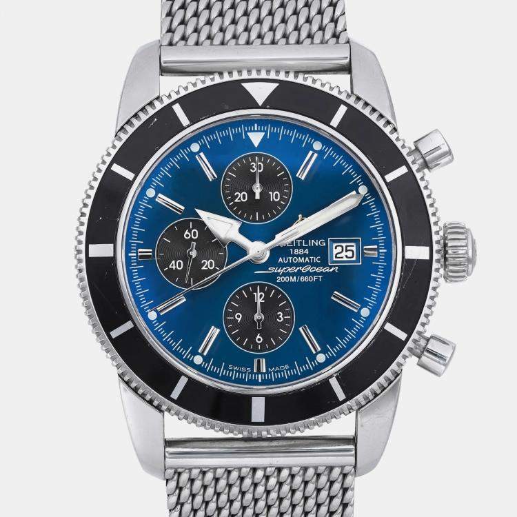 Pre Owned Breitling Blue Stainless Steel Superocean Heritage Chronograph A13320 Automatic  Men's Wristwatch 46mm