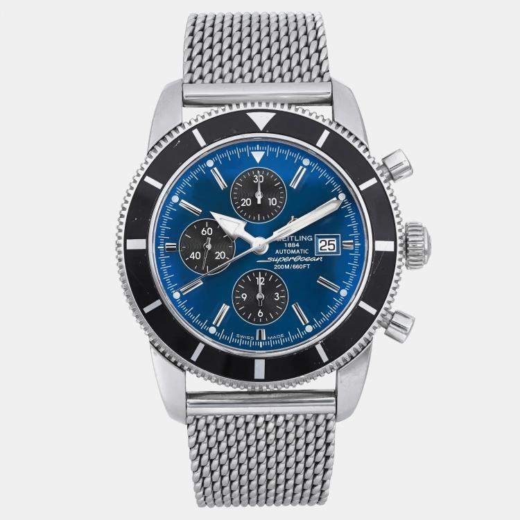 Pre Owned Breitling Blue Stainless Steel Superocean Heritage Chronograph A13320 Automatic  Men's Wristwatch 46mm