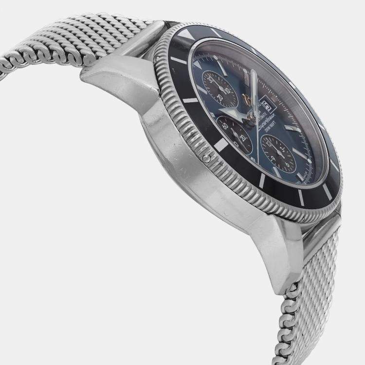 Pre Owned Breitling Blue Stainless Steel Superocean Heritage Chronograph A13320 Automatic  Men's Wristwatch 46mm