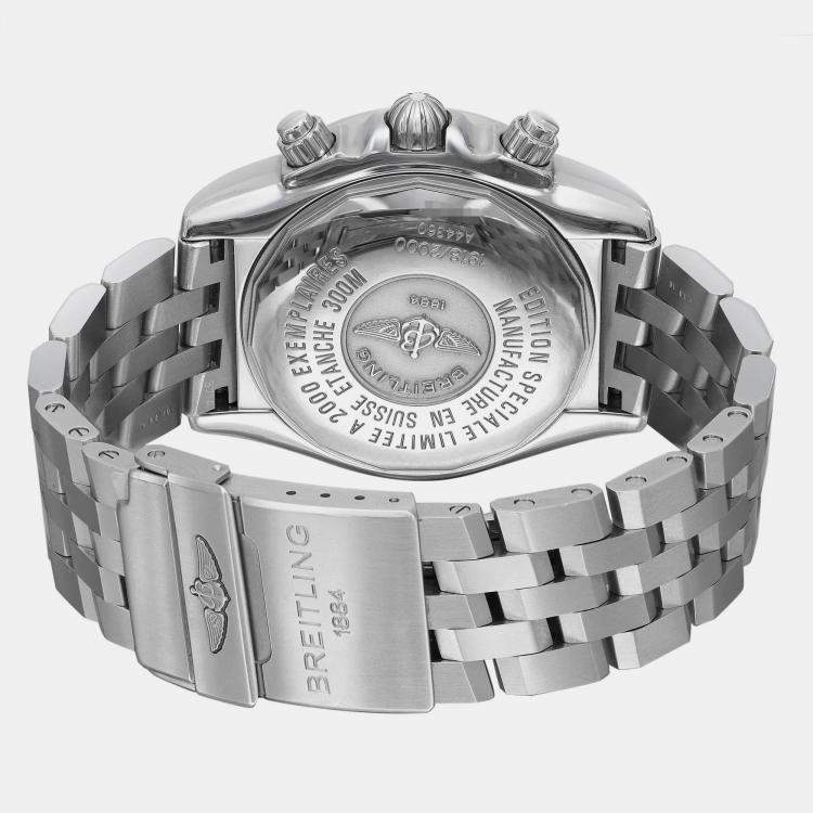 Pre Owned Breitling Black Stainless Steel Chronomat Blackbird A4436010/BB71SS Automatic Men's Wristwatch 44 mm