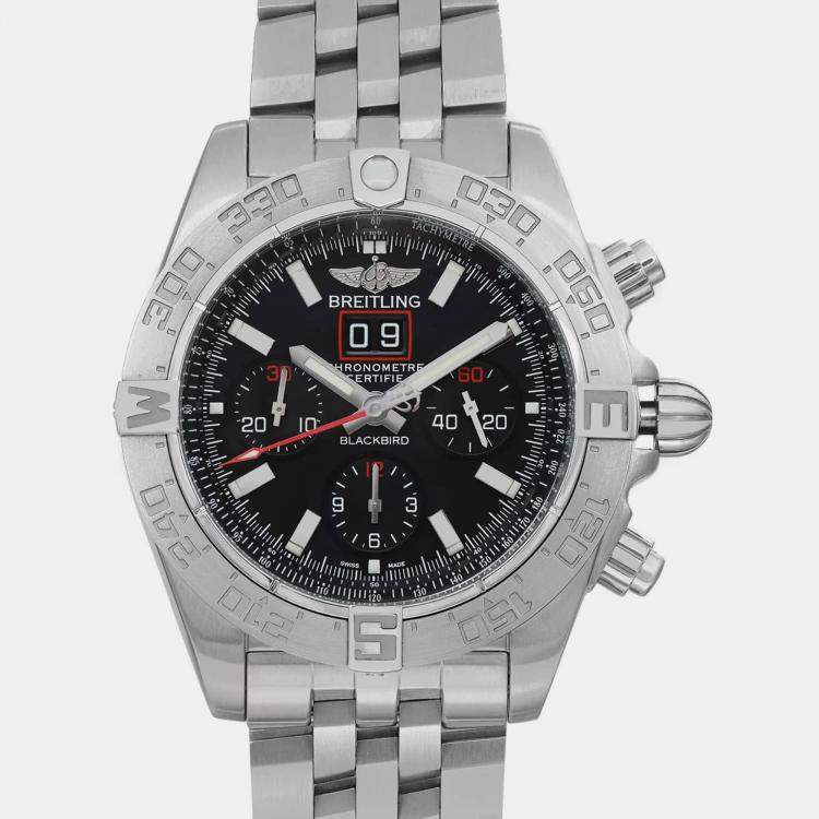 Pre Owned Breitling Black Stainless Steel Chronomat Blackbird A4436010/BB71SS Automatic Men's Wristwatch 44 mm