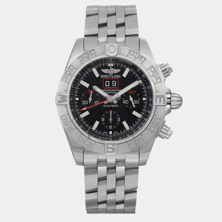 Pre Owned Breitling Black Stainless Steel Chronomat Blackbird A4436010/BB71SS Automatic Men's Wristwatch 44 mm