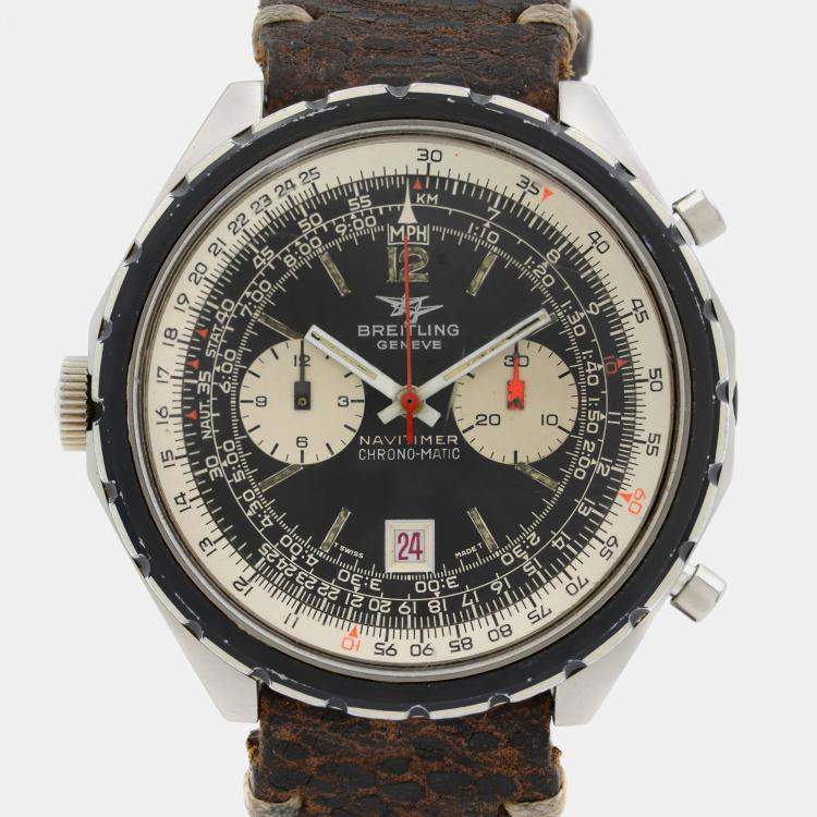 Pre Owned Vintage Breitling Navitimer Chrono-Matic Black And White Dial Men's Watch 1806 47 mm