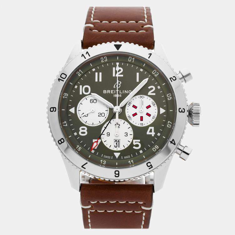 Pre Owned Breitling Super Avi B04 Chronograph GMT Curtiss Warhawk AB04452A1L1X1 Automatic Men's Wristwatch 46MM
