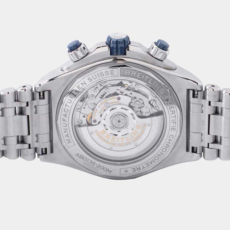 Pre Owned Breitling Blue Stainless Steel Super Chronomat AB0136161C1A1/AB0136 Automatic Men's Wristwatch 44 mm