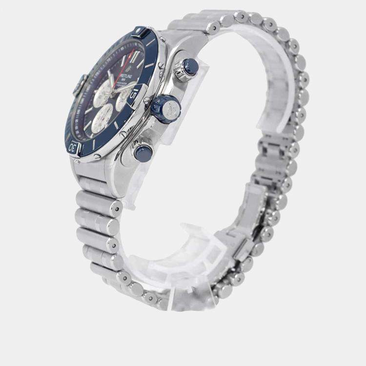 Pre Owned Breitling Blue Stainless Steel Super Chronomat AB0136161C1A1/AB0136 Automatic Men's Wristwatch 44 mm