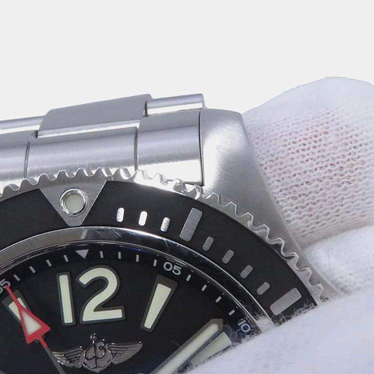 Pre Owned Breitling Black Stainless Steel Superocean A17366021B1A1 Automatic Men's Wristwatch 42 mm