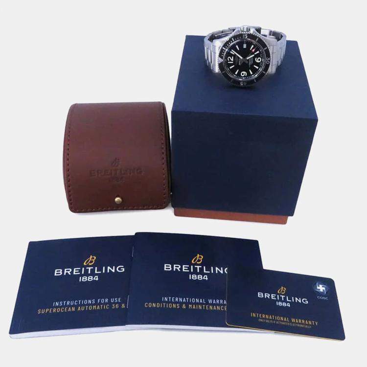 Pre Owned Breitling Black Stainless Steel Superocean A17366021B1A1 Automatic Men's Wristwatch 42 mm