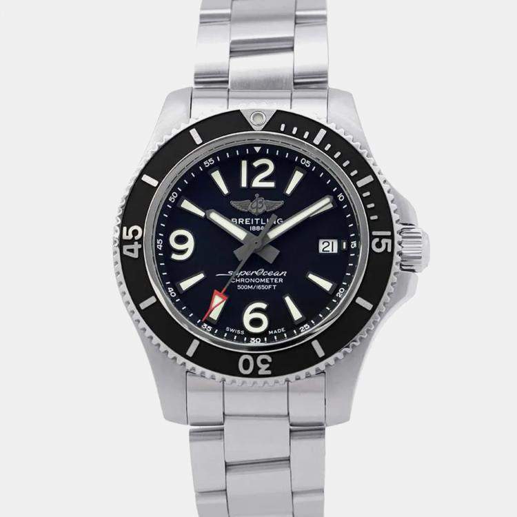 Pre Owned Breitling Black Stainless Steel Superocean A17366021B1A1 Automatic Men's Wristwatch 42 mm
