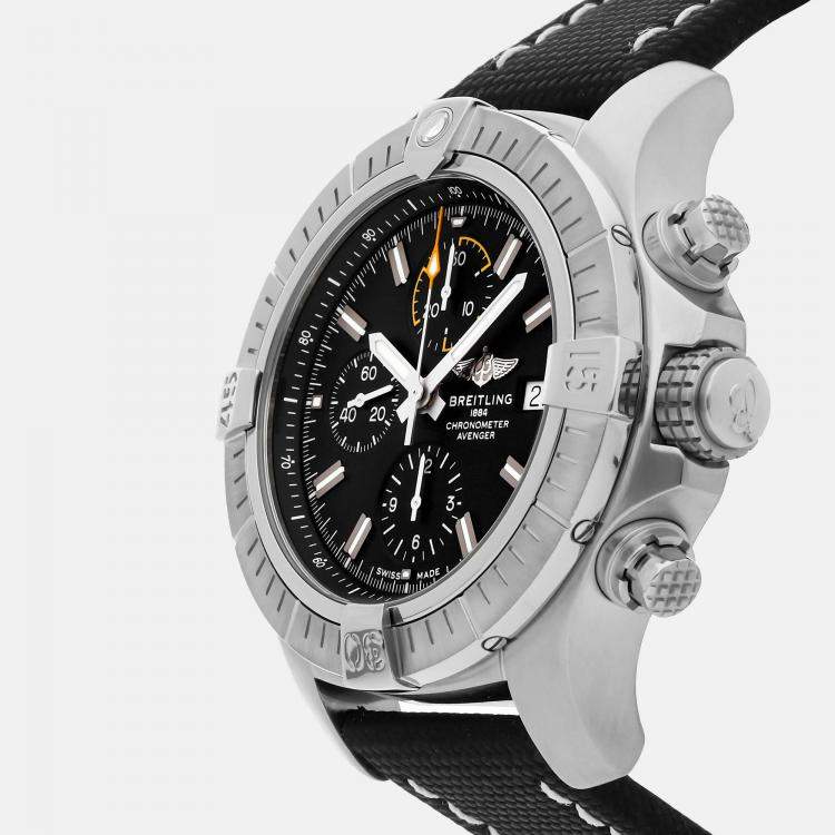 Pre Owned Breitling Avenger Chronograph A13317101B1X1 Automatic Stainless Steel Black Dial Men's Wristwatch 45mm