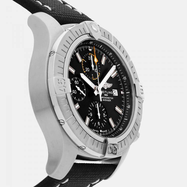 Pre Owned Breitling Avenger Chronograph A13317101B1X1 Automatic Stainless Steel Black Dial Men's Wristwatch 45mm