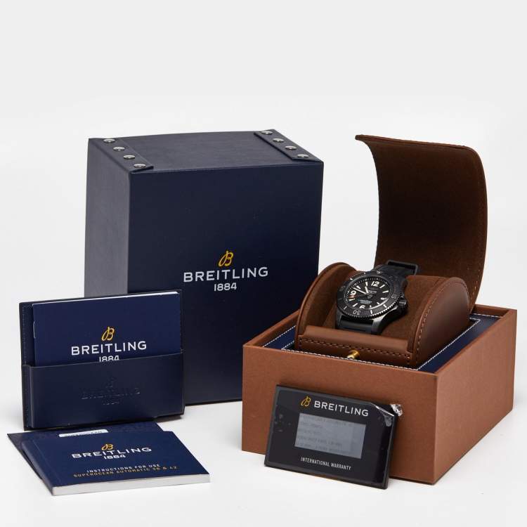 Pre Owned Breitling Black PVD Coated Stainless Steel Rubber Superocen II M17368B71B1S1 Men's Wristwatch 46 mm