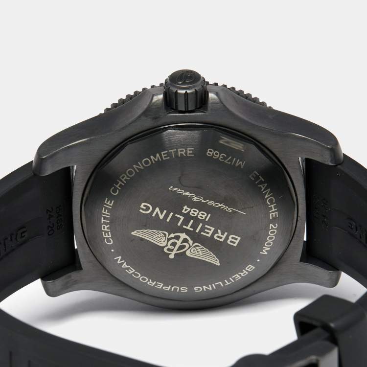 Pre Owned Breitling Black PVD Coated Stainless Steel Rubber Superocen II M17368B71B1S1 Men's Wristwatch 46 mm