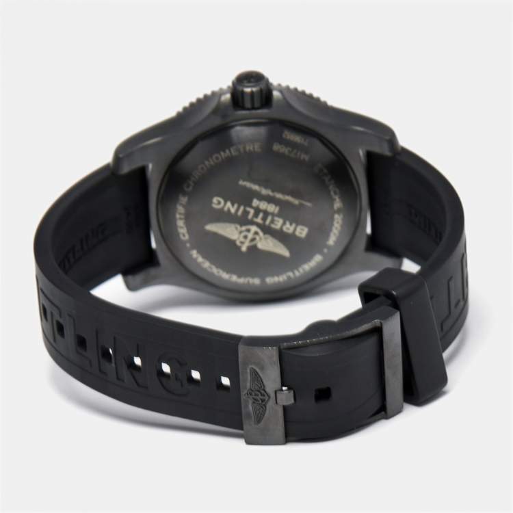 Pre Owned Breitling Black PVD Coated Stainless Steel Rubber Superocen II M17368B71B1S1 Men's Wristwatch 46 mm