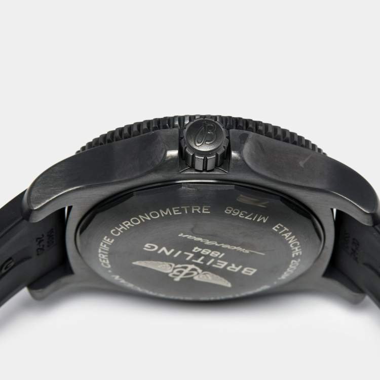 Pre Owned Breitling Black PVD Coated Stainless Steel Rubber Superocen II M17368B71B1S1 Men's Wristwatch 46 mm